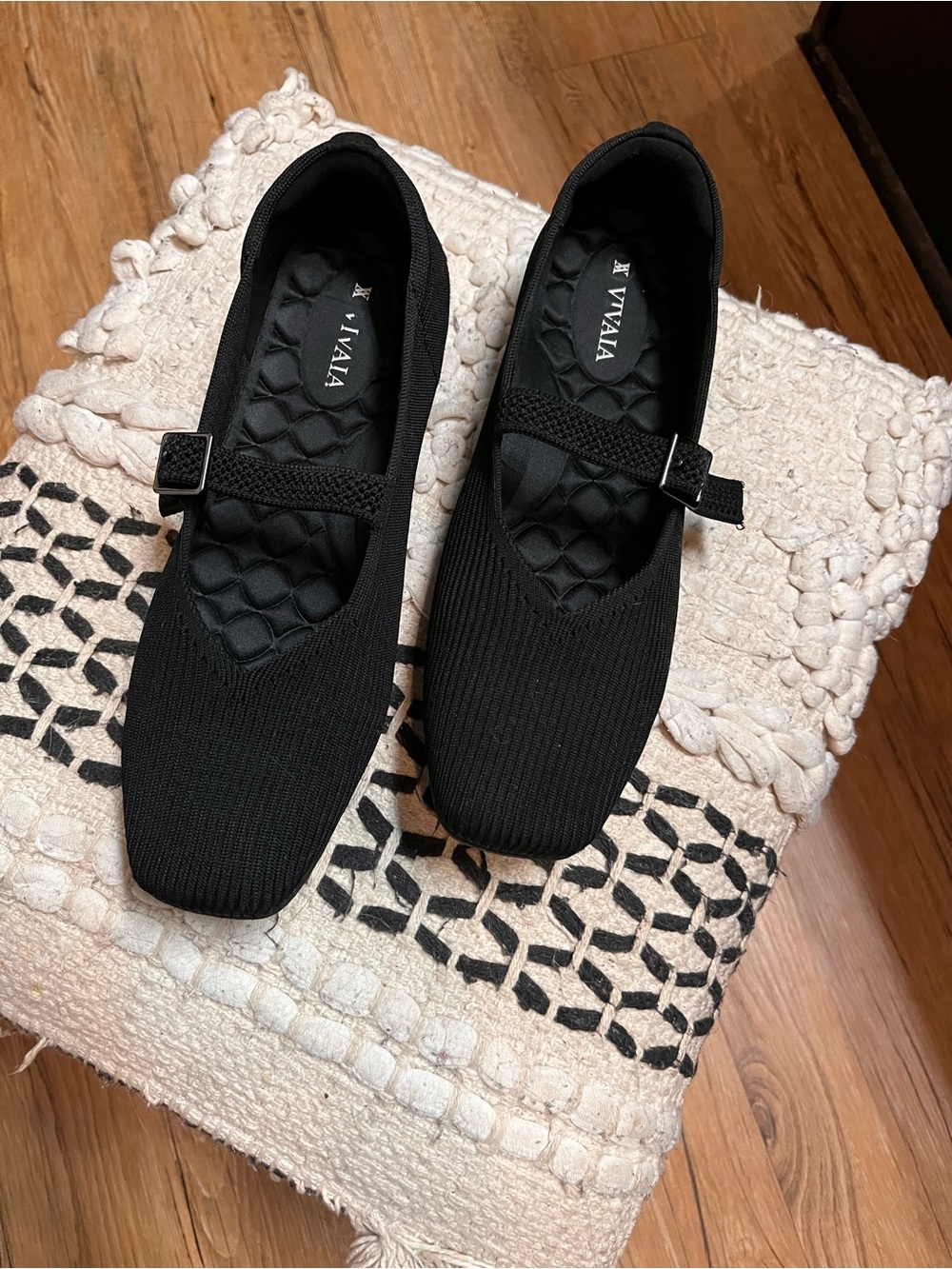 VIVAIA Black Knit Mary Jane Flats | EU 39.5 | Sustainable Comfort
